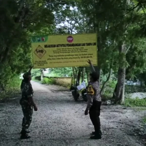 Kapolsek Giligenting  Selidiki Hilangnya Banner Himbauan Tambang Pasir Ilegal