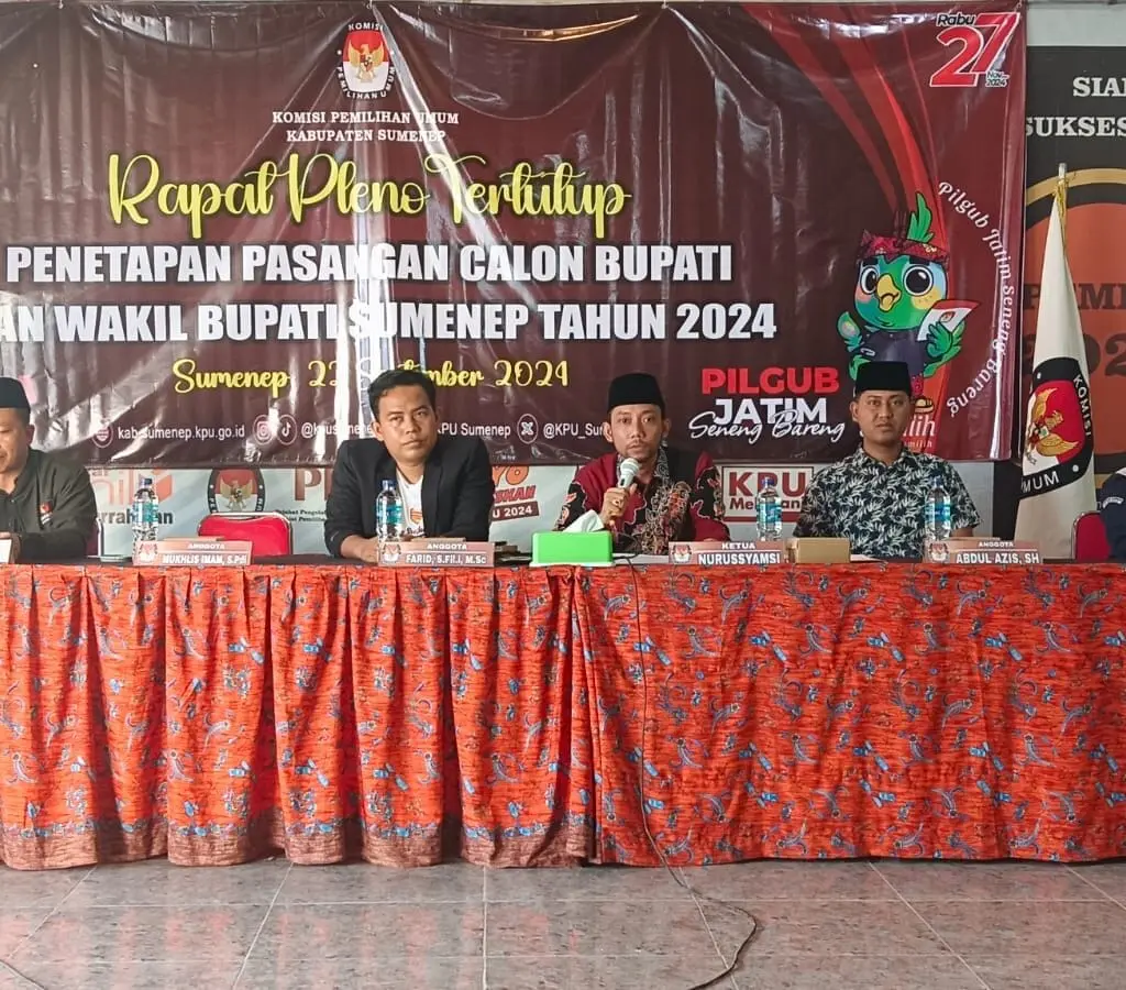 KPU Sumenep Tetapkan Dua Paslon Bupati dan Wakil Bupati untuk Pilkada Serentak 2024