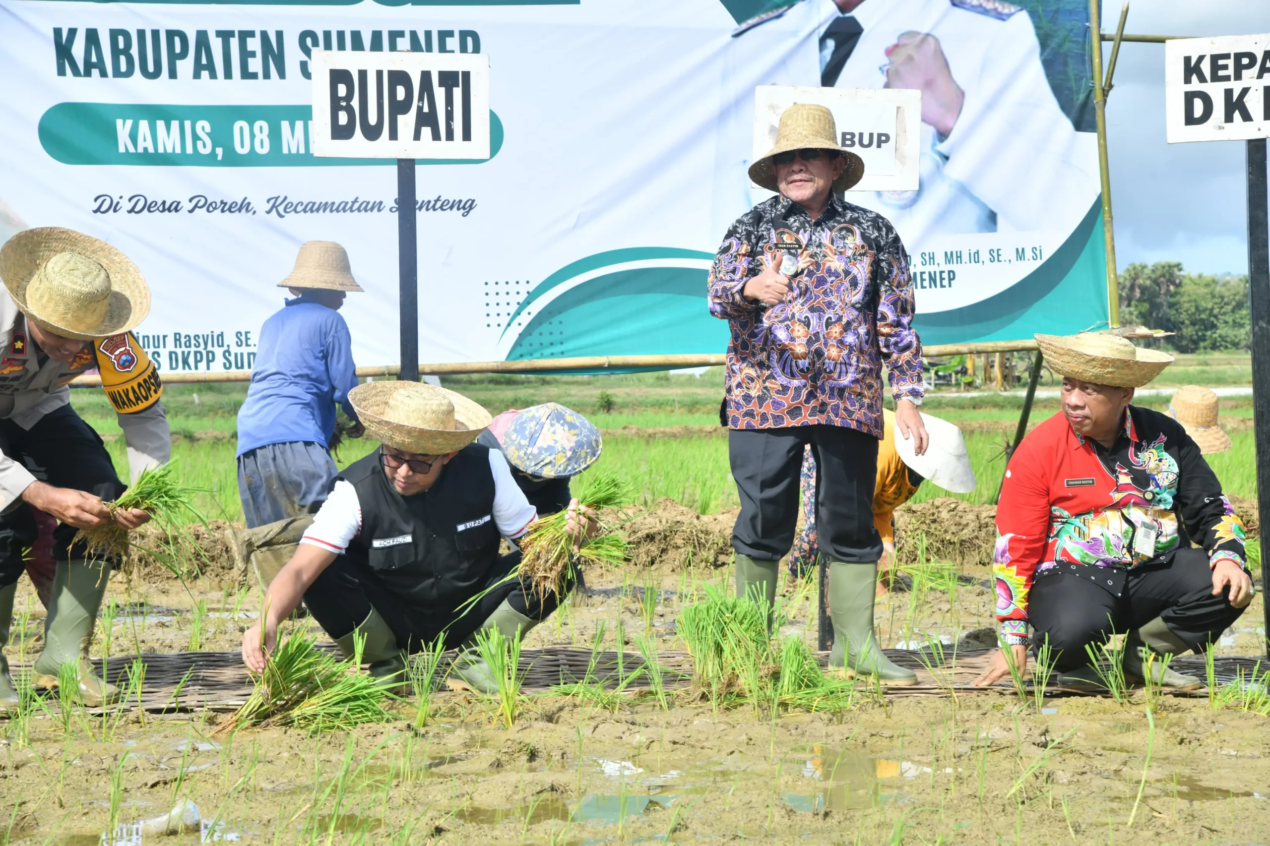 Bupati Sumenep dan Forkopimda tanam padi di Desa Poreh dalam program ketahanan pangan 2025