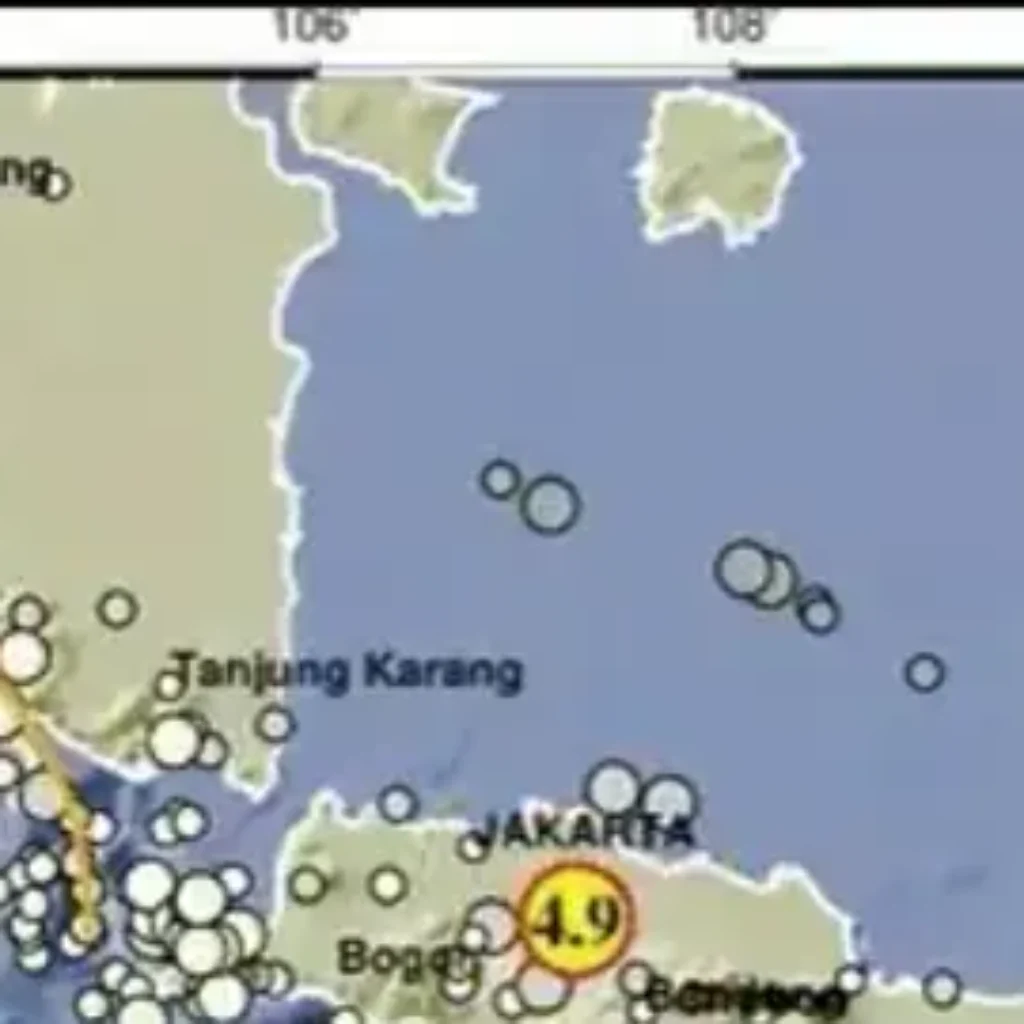 Gempa bumi magnitudo 4,9 mengguncang wilayah Bekasi, Jawa Barat pada 20 Agustus 2025 menurut laporan BMKG