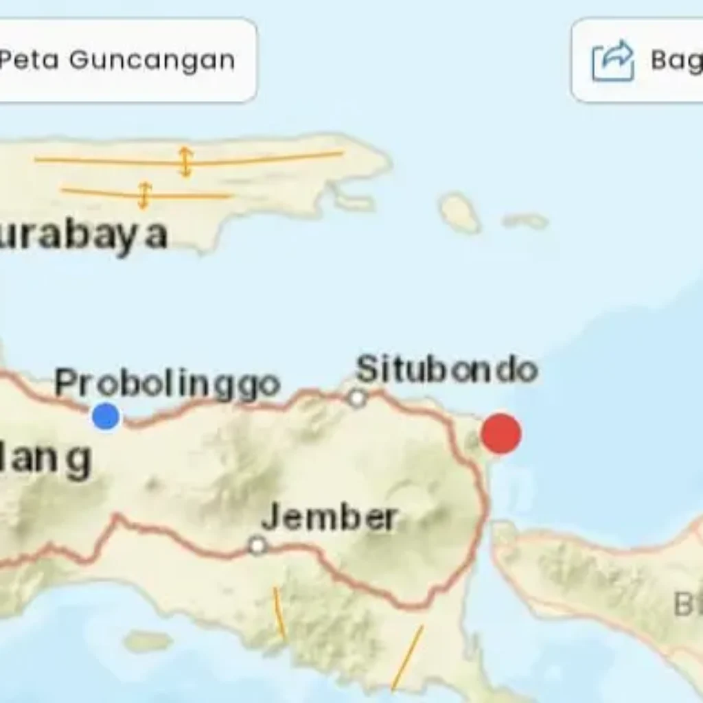 BMKG merilis, gempa 5,7 SR berpusat di 46 kilometer timur laut Banyuwangi dan terasa di Situbondo