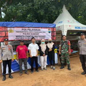Babinsa dan Polsek Bluto Amankan Wisata Pantai Matahari Selama Libur Nataru