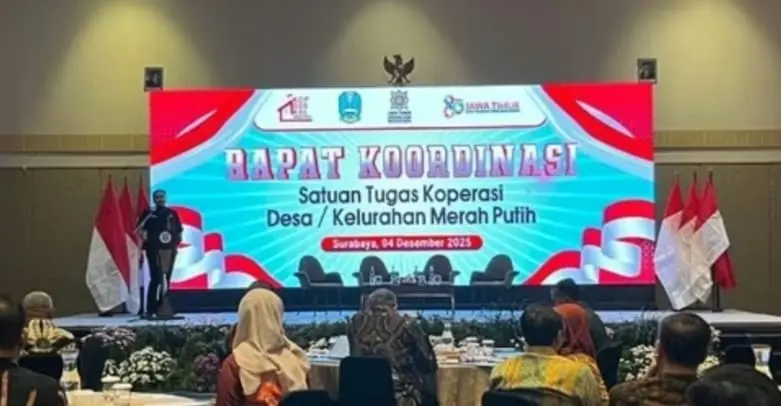 Rapat koordinasi Satgas Koperasi Merah Putih Jawa Timur membahas percepatan pembangunan gerai dan sinkronisasi kebijakan pusat-daerah