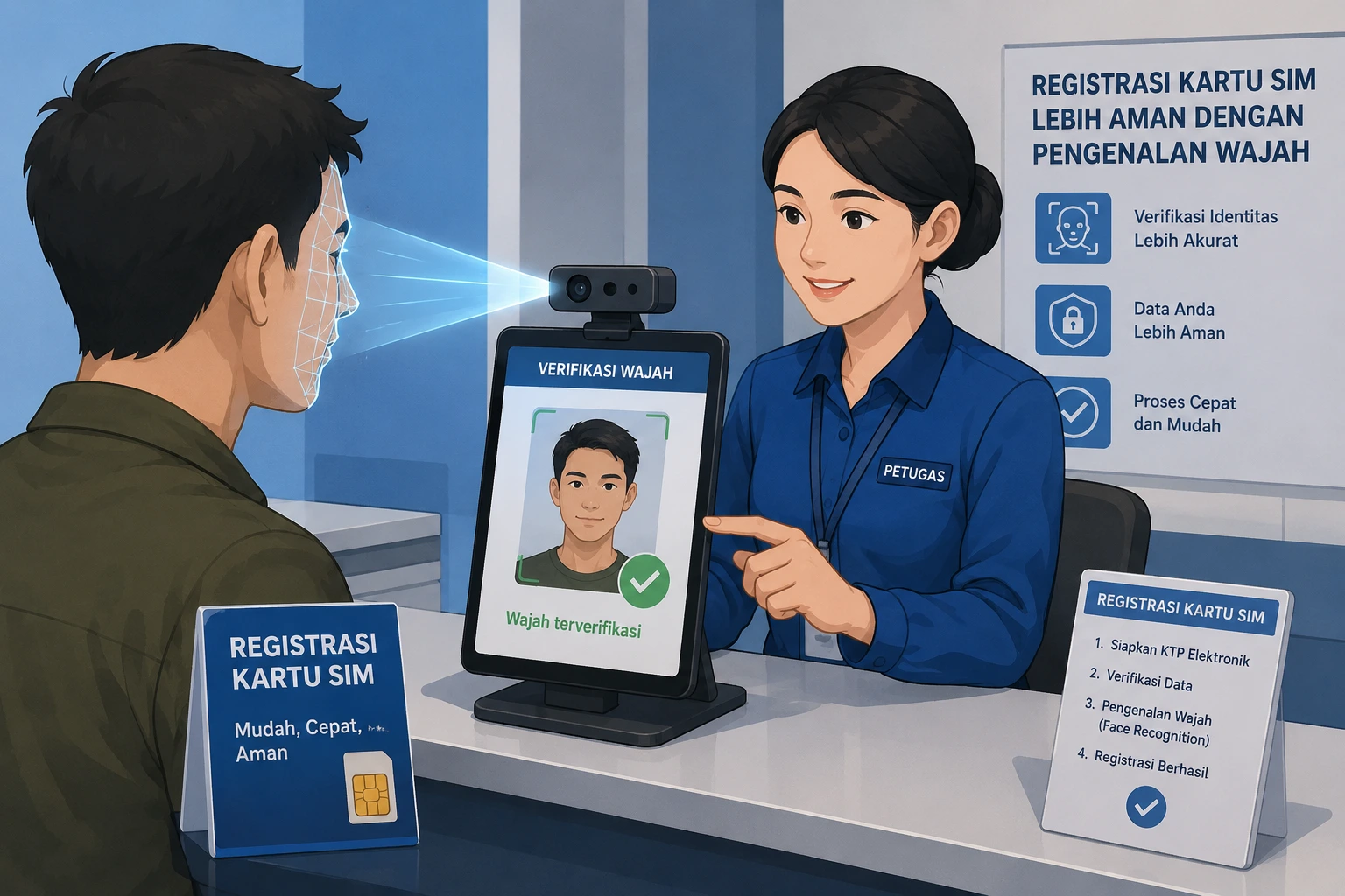 Registrasi nomor HP baru menggunakan face recognition di Indonesia