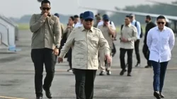 Presiden Prabowo Subianto saat tiba di Lanud Iswahjudi Magetan untuk kunjungan kerja di Jawa Timur