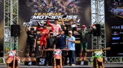Ivan Valrossi meraih podium ketiga Kejurnas Motocross MX2 2026 di Sirkuit Tanah Merah Grand Wisata Bekasi menggunakan Honda CRF250R.