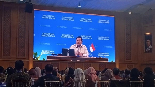 Presiden Prabowo Subianto menghadiri penutupan Sarasehan Kebangsaan KSTI Indonesia 2026 di JCC Senayan Jakarta