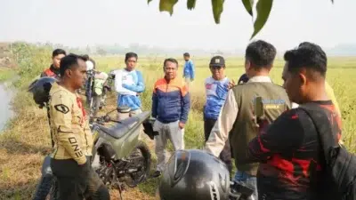 Bupati Bangkalan Lukman Hakim meninjau kondisi saluran irigasi di kawasan persawahan Kabupaten Bangkalan