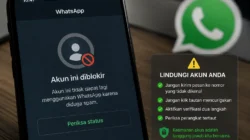 Akun WhatsApp diblokir setelah terdeteksi mengirim spam judi online.