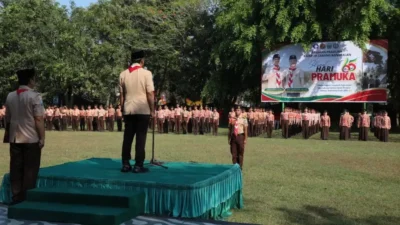 Bupati Bangkalan Lukman Hakim memimpin upacara Hari Pramuka ke-65 Tahun 2026