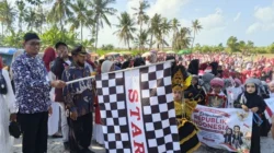 Camat Pragaan Indra Hernawan melepas pawai HUT ke-81 RI diikuti PAUD TK RA dan SD