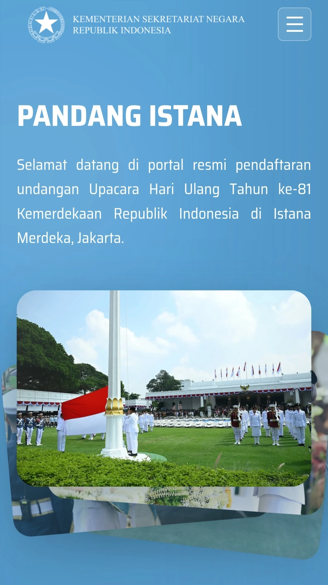 Pendaftaran masyarakat untuk mengikuti upacara HUT Ke-81 Republik Indonesia di Istana Merdeka Jakarta.