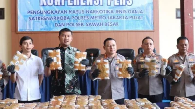 Polres Metro Jakarta Pusat menyita 132 kilogram ganja dari jaringan narkoba lintas provinsi
