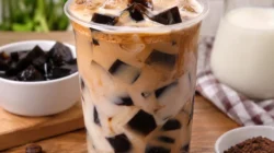 Resep cappucino cincau segar dengan cincau hitam dan es batu