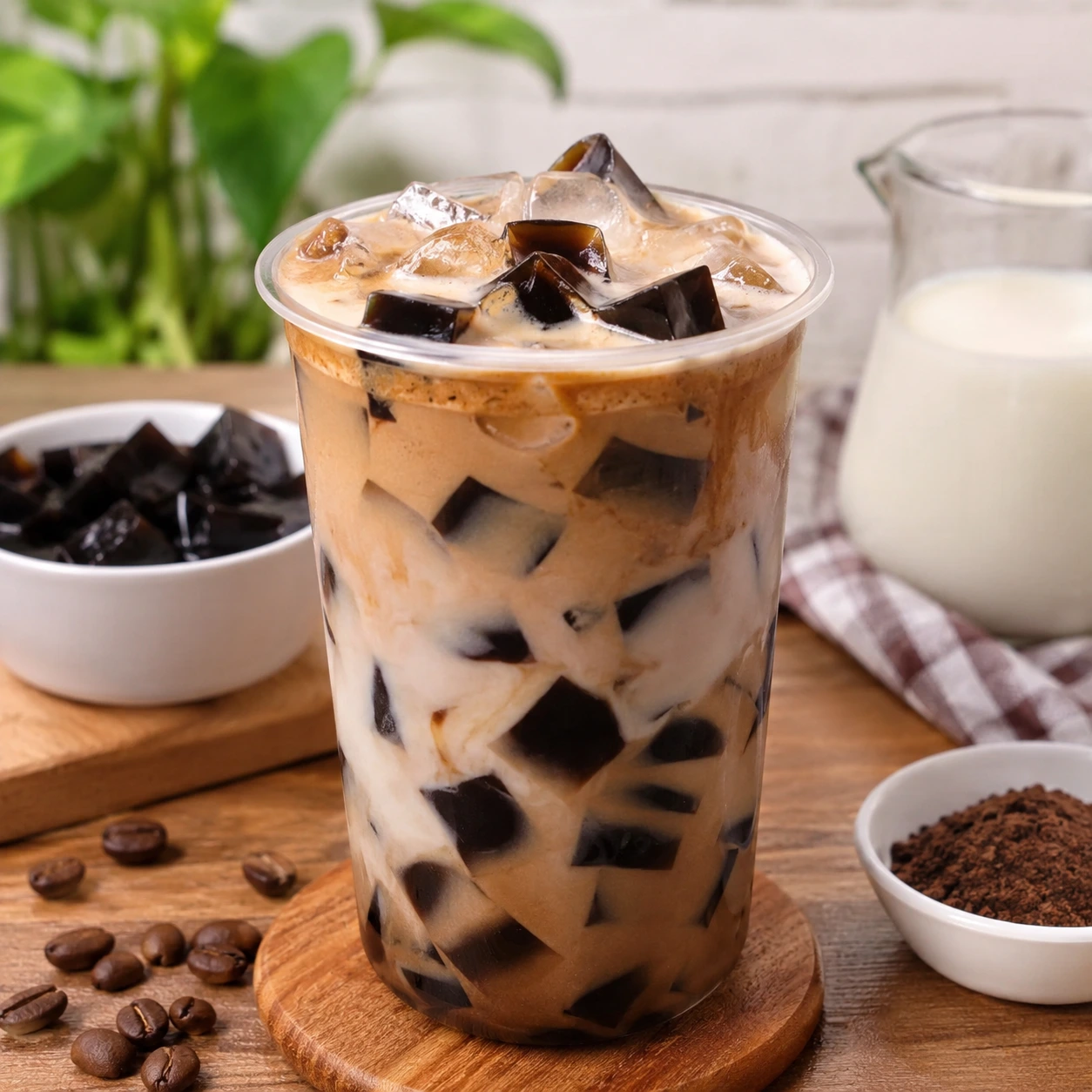 Resep cappucino cincau segar dengan cincau hitam dan es batu