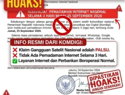 Komdigi: Hoaks Pemadaman Internet Nasional 25-27 September 2026