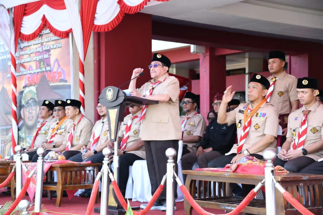 Wakil Bupati Sumenep KH Imam Hasyim pada Apel Hari Pramuka ke-65 Tahun 2026