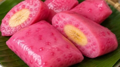 Resep Kue Nagasari Sagu Mutiara Pink Isi Pisang, Lembut dan Cantik