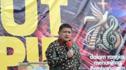 Munafri Arifuddin memberikan sambutan pada HUT ke-78 GPIB Immanuel Makassar di Jalan Balaikota.