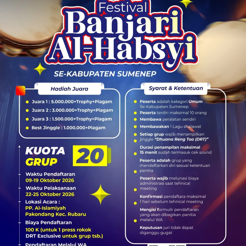 Festival Banjari Al-Habsyi Sumenep 2026 memperebutkan Piala DRT The Big Family