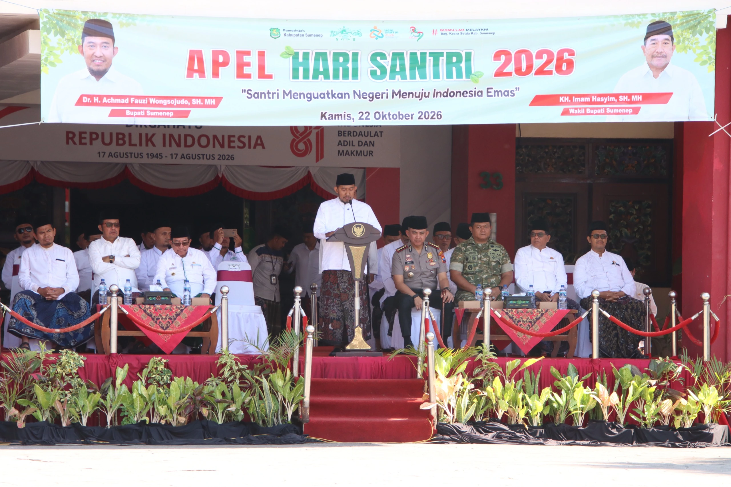 Bupati Sumenep Achmad Fauzi Wongsojudo mendorong kolaborasi Pemkab dengan pesantren pada Hari Santri Nasional 2026