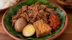 Resep gudeg kering khas Yogyakarta berbahan nangka muda, santan, gula merah, dan rempah-rempah